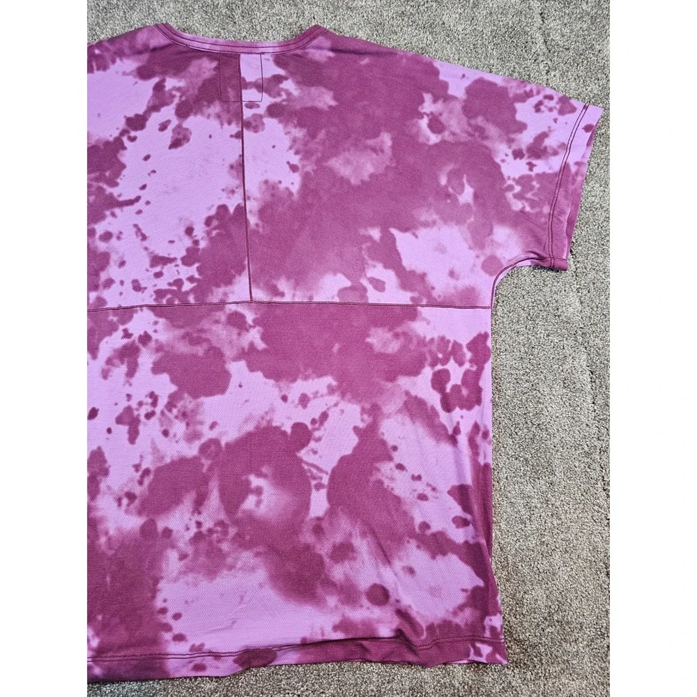 Nike Yoga Dri-FIT Tie Dye Purple Cloud Wash T-Shirt Womens XL Tall CZ9186-507